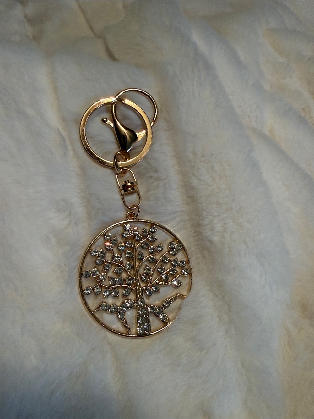 Gold Tree of Life Keychain with Crystal Accents